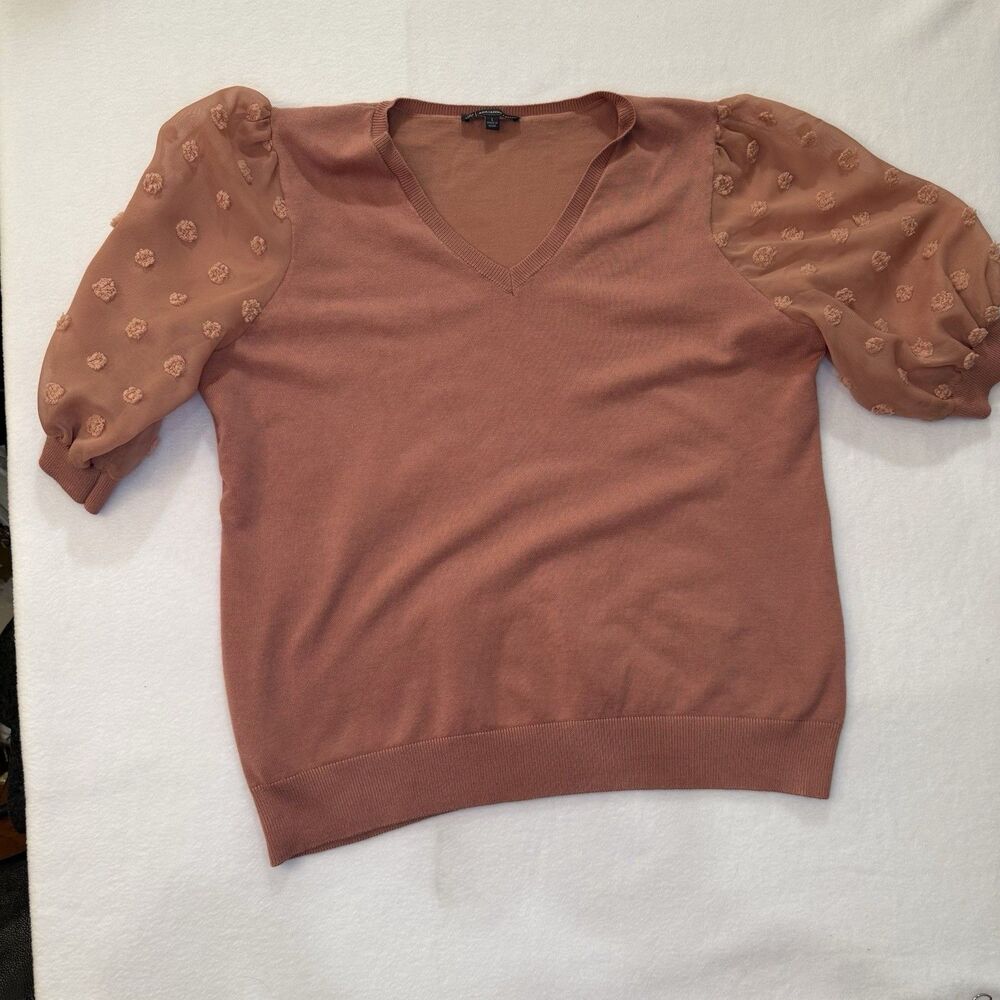 Adrianna Papell Fairy Cottage Core Coastal Grandma Puff Sleeve Sweater Blouse L - Picture 2 of 9